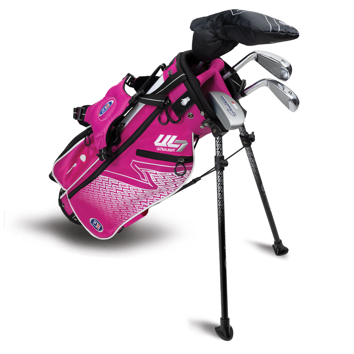 golf gear for beginners U.S. Kids UL7-45 4 Club Stand Set Right / Black / Blue