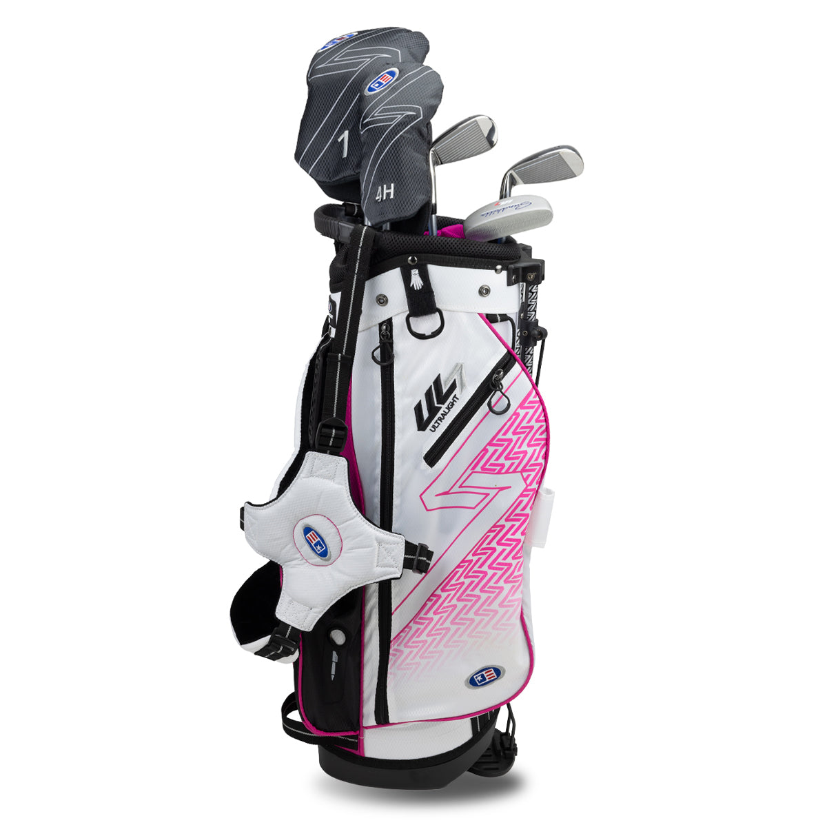 UL7 48 5 Club Stand Set, All Graphite, Black/Teal Bag Right / White/Pink