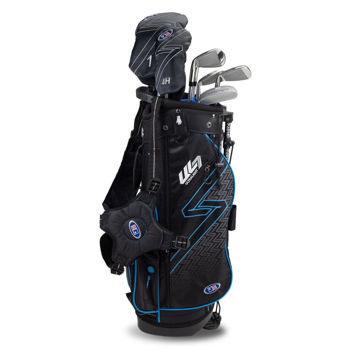 UL7 48 7 Club Stand Set, All Graphite, Black/Teal Bag Right / Black/Teal