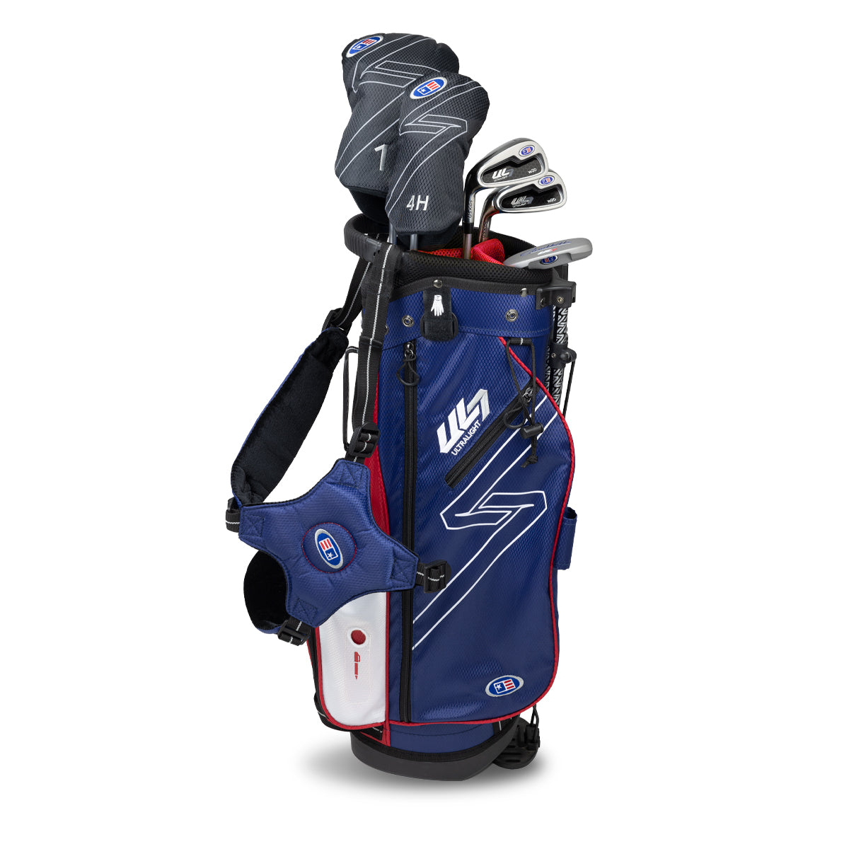 UL7 48 5 Club Stand Set, All Graphite, Black/Teal Bag Left / Navy/Red