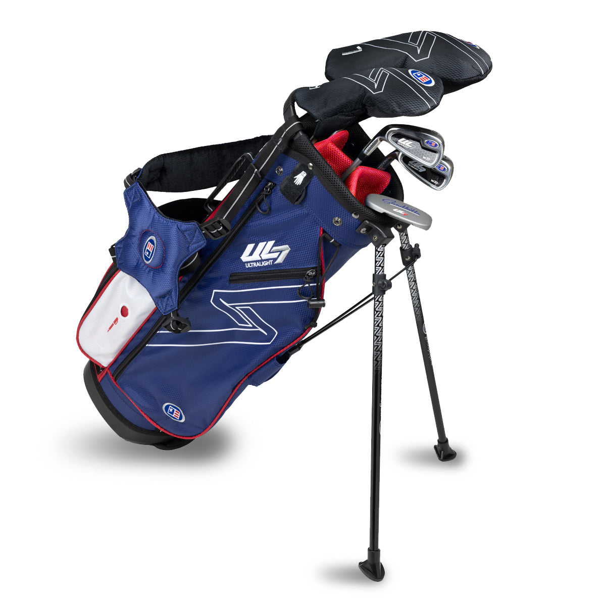 UL7 48 5 Club Stand Set, All Graphite, Black/Teal Bag Left / Navy/Red