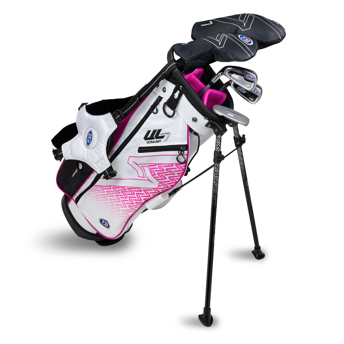 UL7 48 5 Club Stand Set, All Graphite, Black/Teal Bag Left / White/Pink