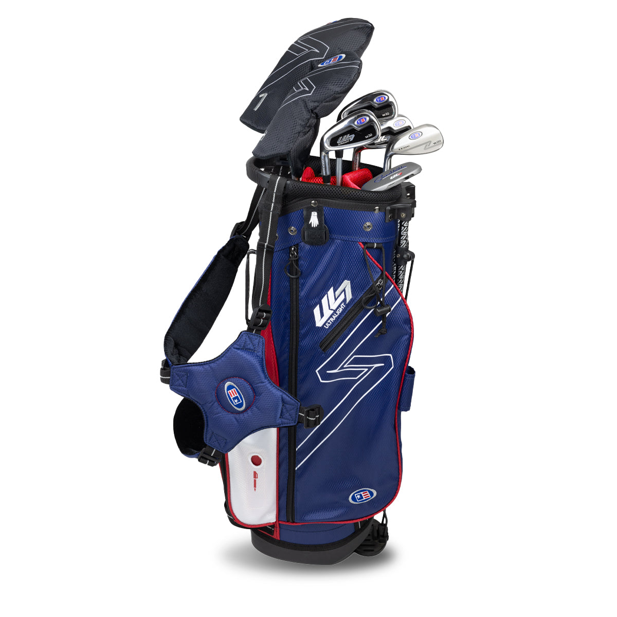 UL7 48 7 Club Stand Set, All Graphite, Black/Teal Bag Left / Navy/Red