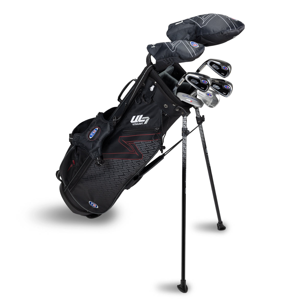 UL7 60 7 Club Stand Set, All Graphite, Black/Maroon Bag Left / Black/Maroon