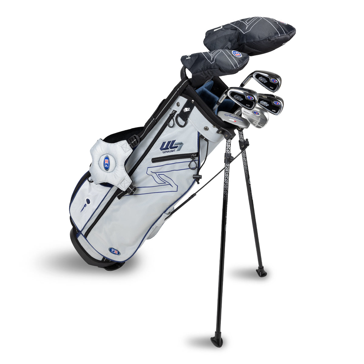 UL7 60 7 Club Stand Set, All Graphite, Black/Maroon Bag Left / Silver/Navy