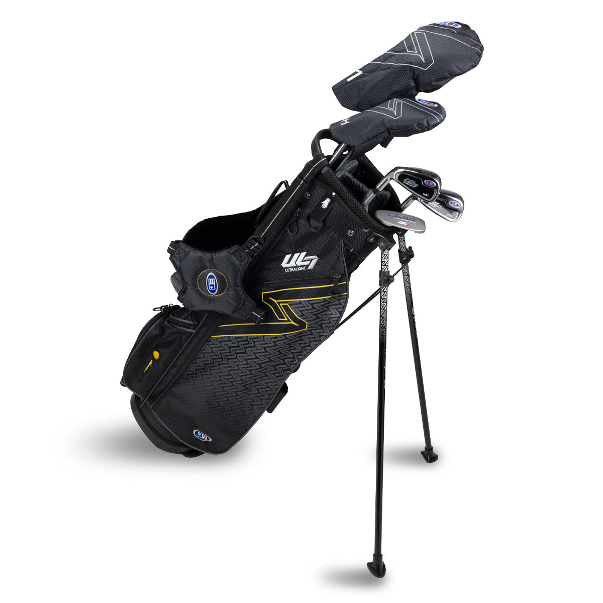 UL7 63 5 Club Stand Set, All Graphite, Black/Gold Bag Left / Black/Gold