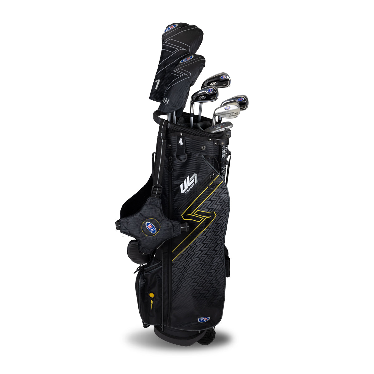 UL7 63 7 Club Stand Set, All Graphite, Black/Gold Bag Left / Black/Gold