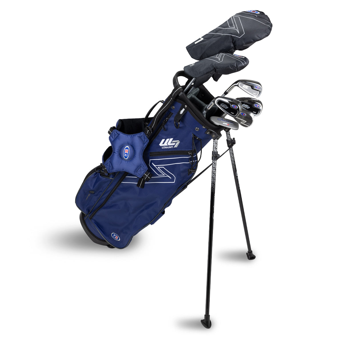 UL7 63 7 Club Stand Set, All Graphite, Black/Gold Bag Left / Navy/Navy