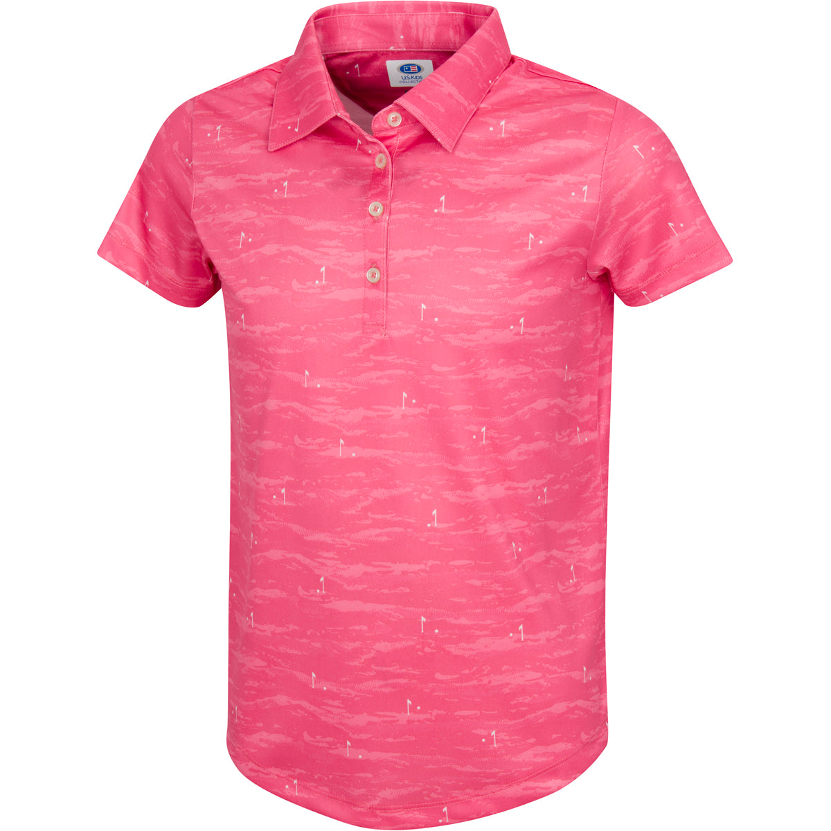 Girls Golf Course Print Polo Girls S / Tropical Pink