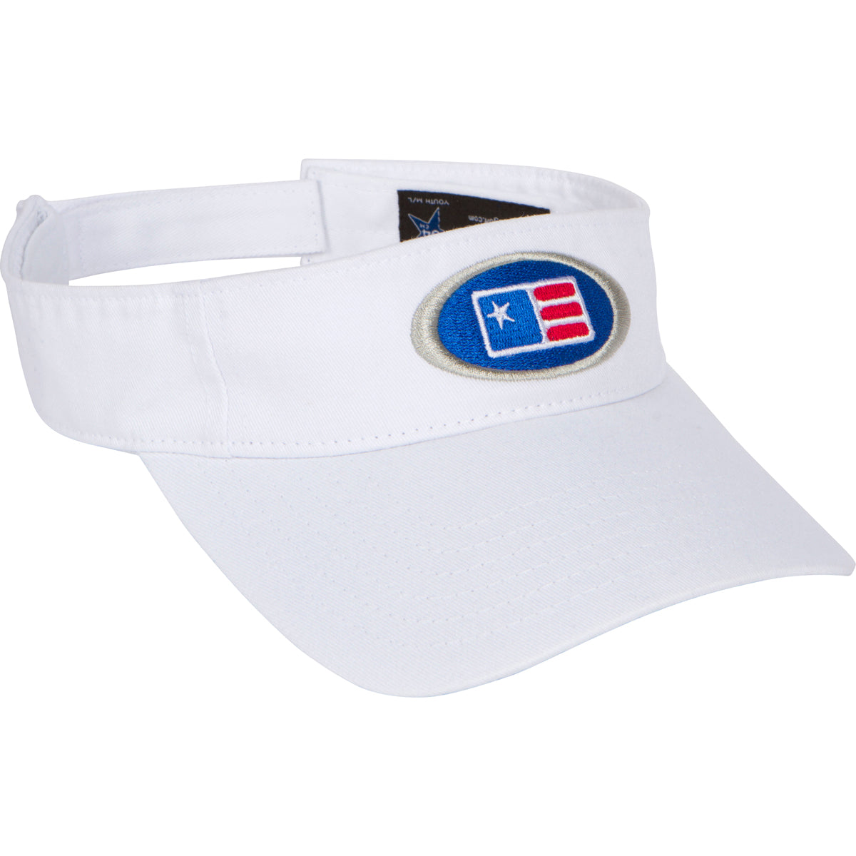Oval Twill Visor, White, Youth M/L 54cm