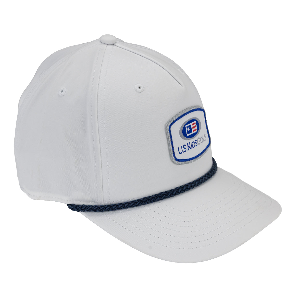Patch Tech 5-Panel Rope, White/Navy, Adult M/L 58cm