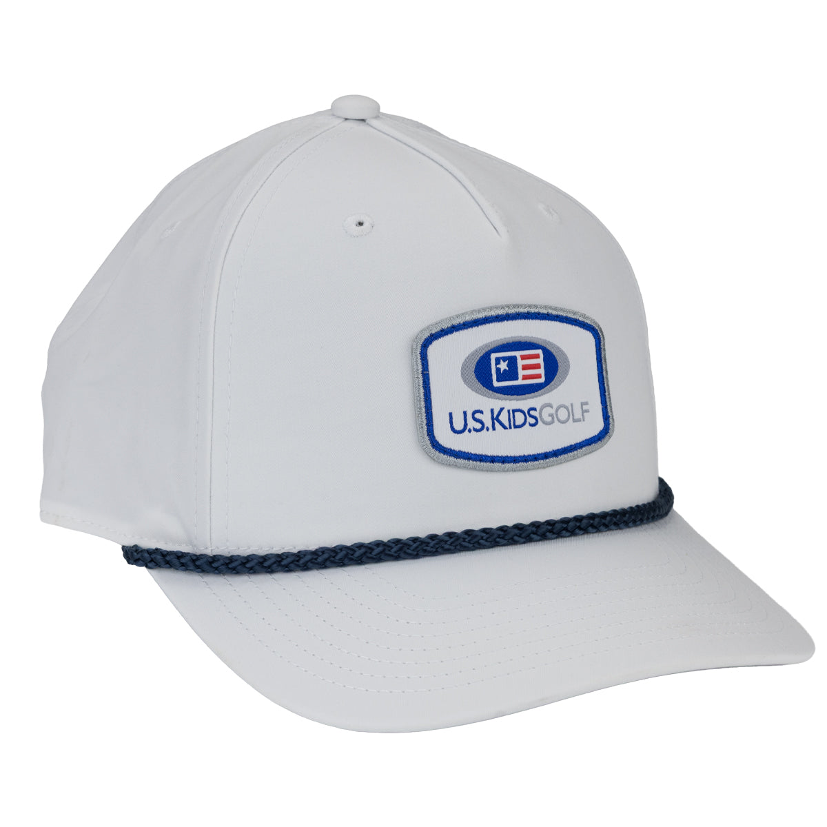 Patch Tech 5-Panel Rope, White/Navy, Adult M/L 58cm