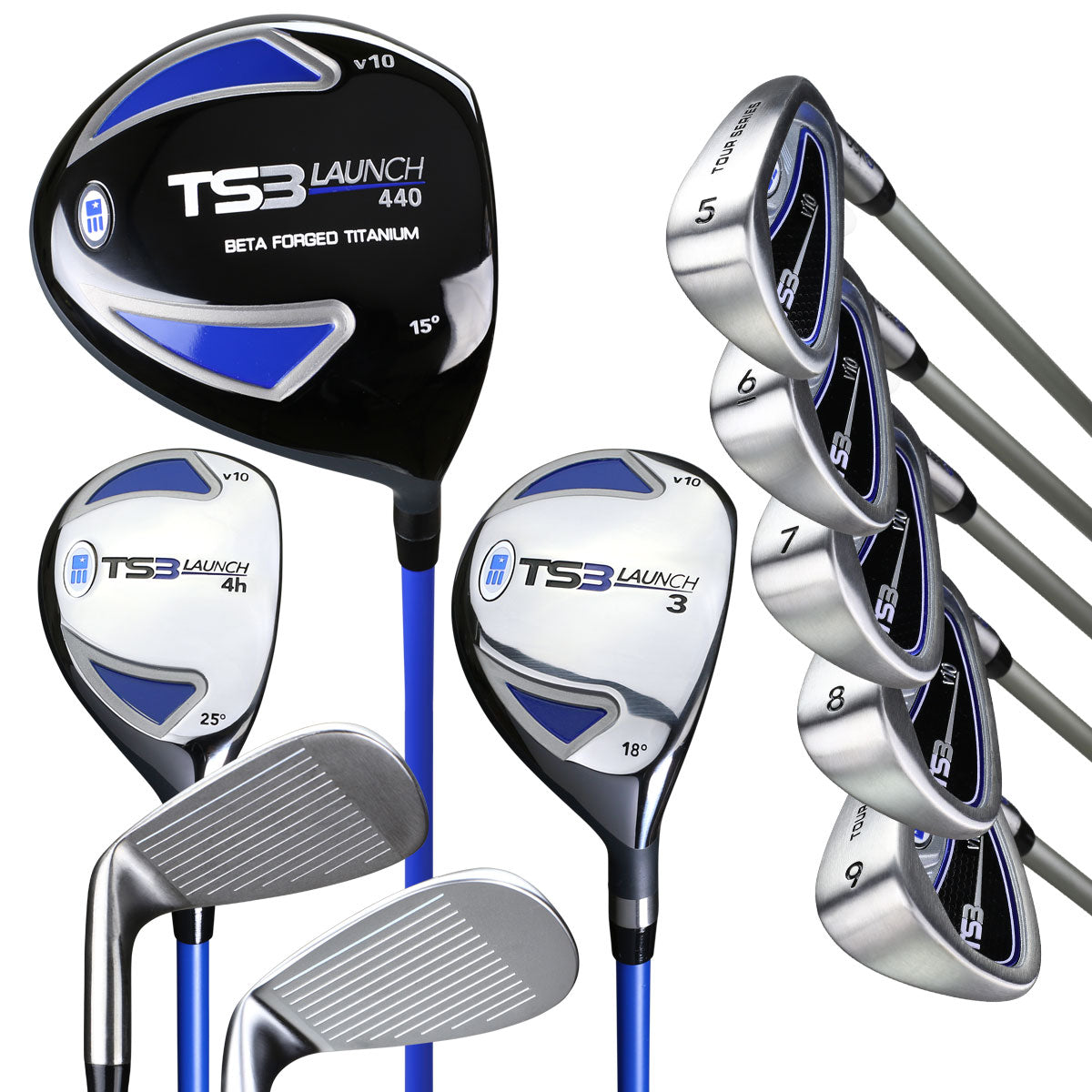 TS3-54 10 Club Stand Set, v10 All Graphite, Bla/Whi/Pur Bag Right / Pink/White/Silver