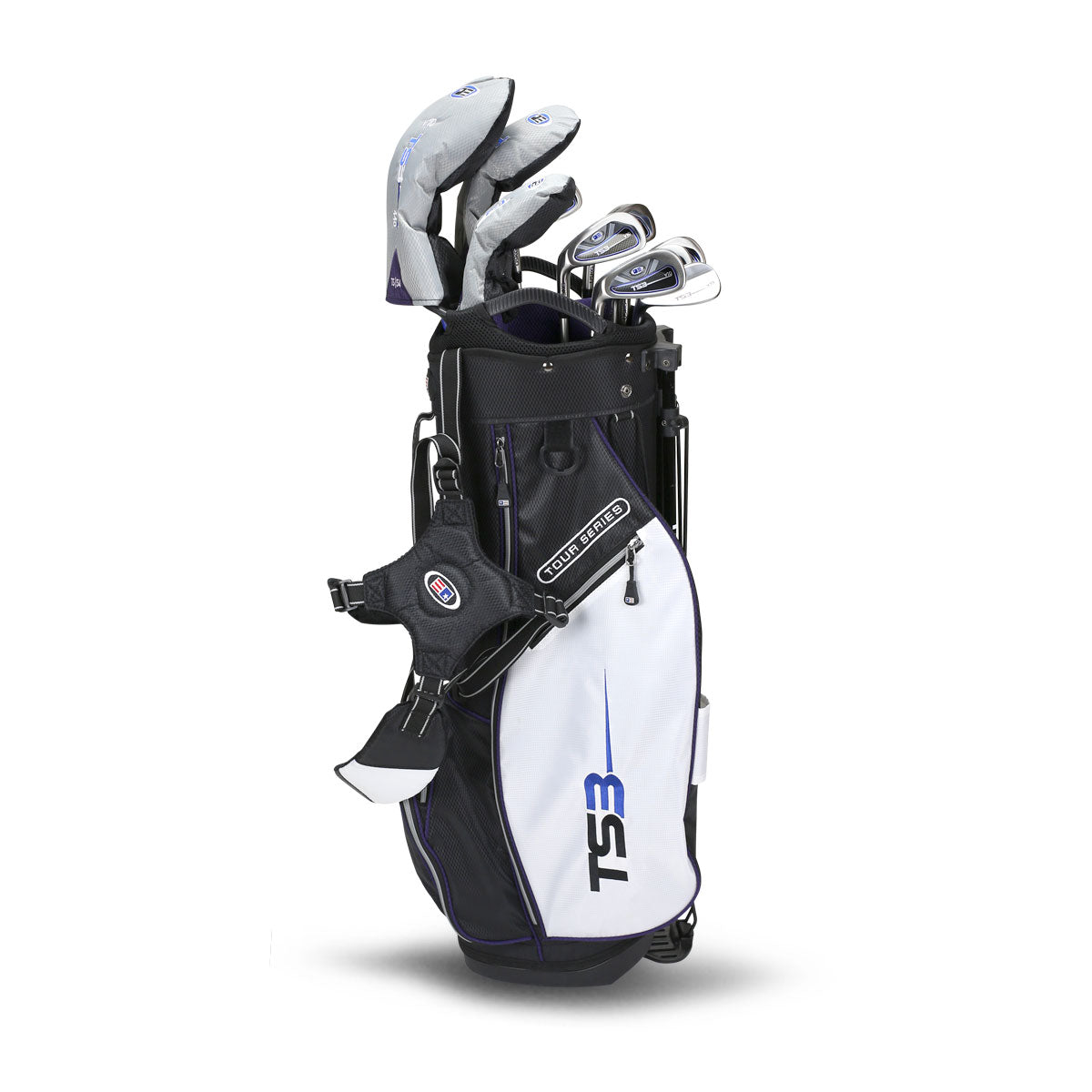 TS3-54 10 Club Stand Set, v10 All Graphite, Bla/Whi/Pur Bag Left / Black/White/Purple