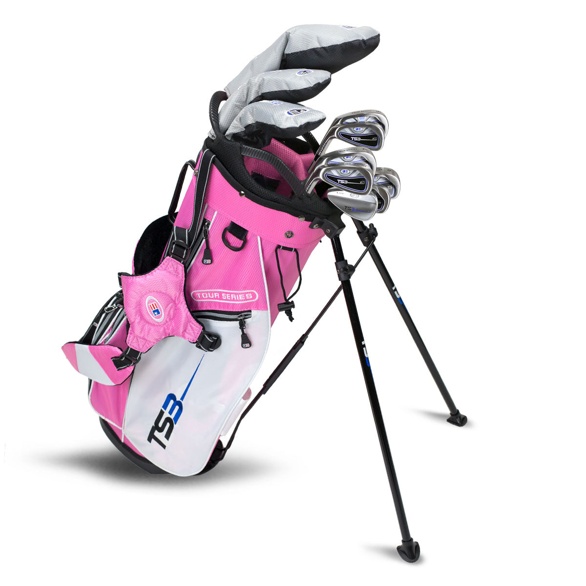 TS3-54 10 Club Stand Set, v10 All Graphite, Bla/Whi/Pur Bag Left / Pink/White/Silver