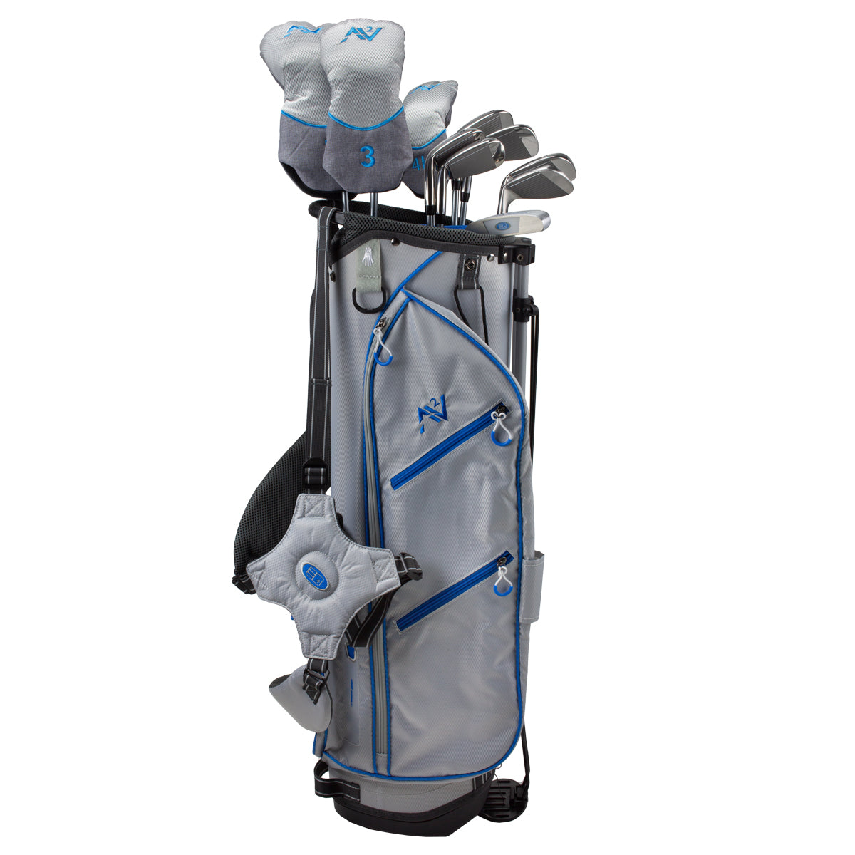 ULW-60 AV2 10 Club Stand Bag Set, All Graphite Silver/Blue