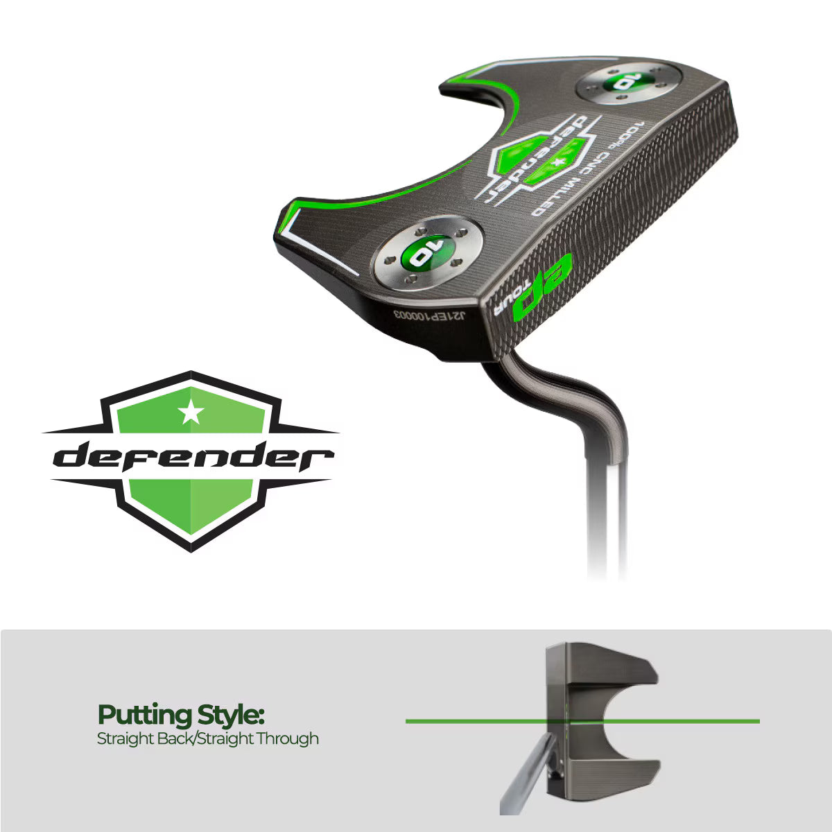 epTOUR Defender Putter, Goose Neck