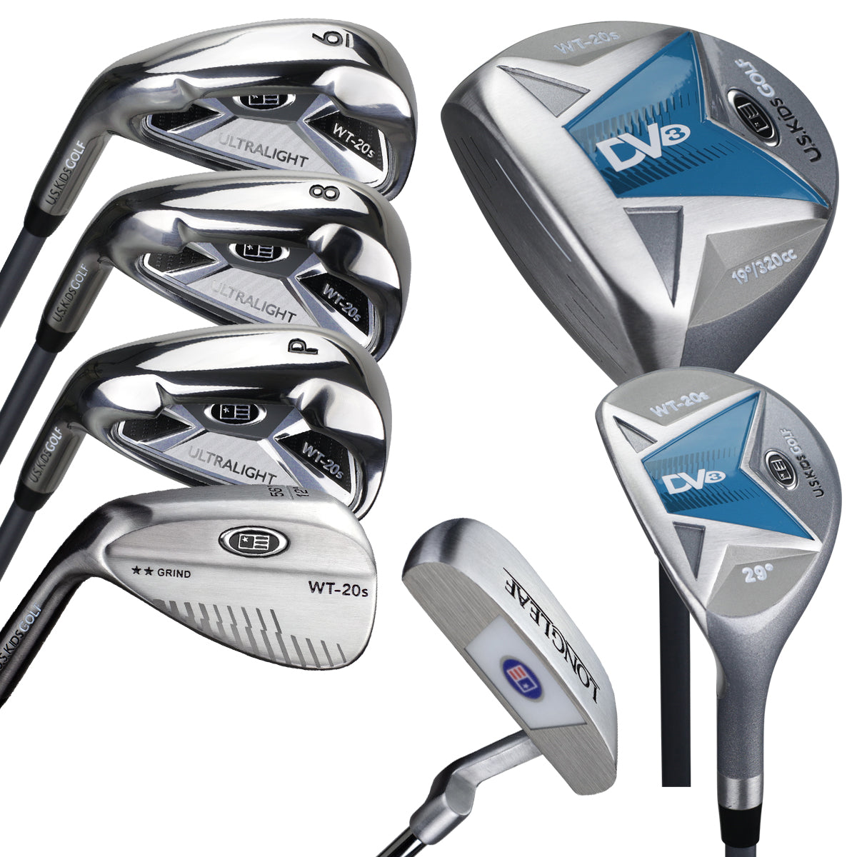 UL48-s 7 Club DV3 Stand Set, All Graphite, Grey/Teal Bag Left / Red/White/Blue