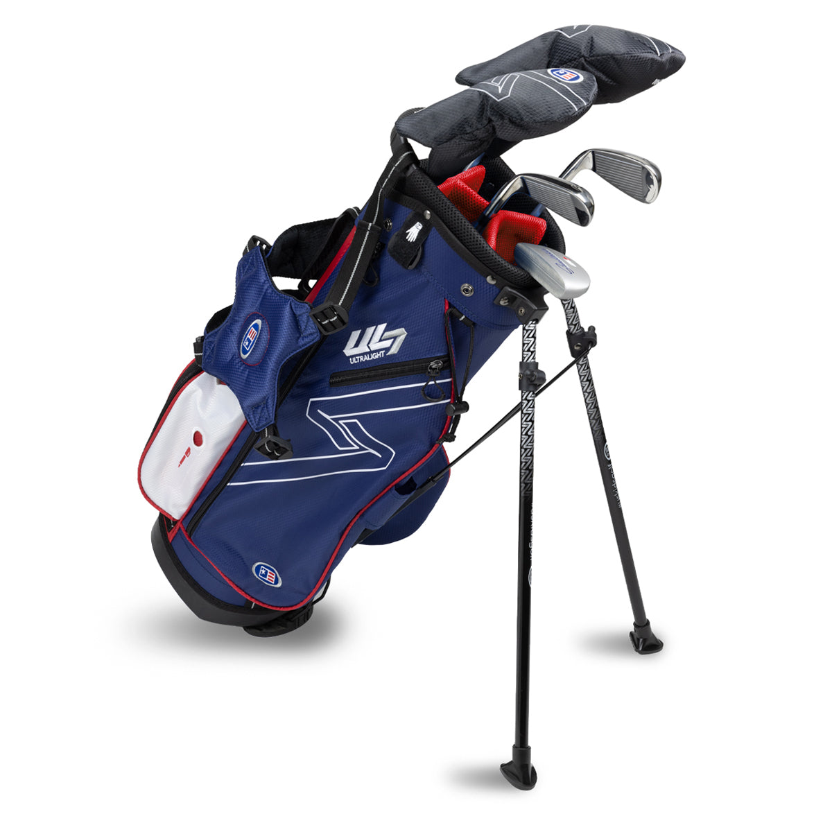 UL7 48 5 Club Stand Set, All Graphite, Black/Teal Bag Right / Navy/Red