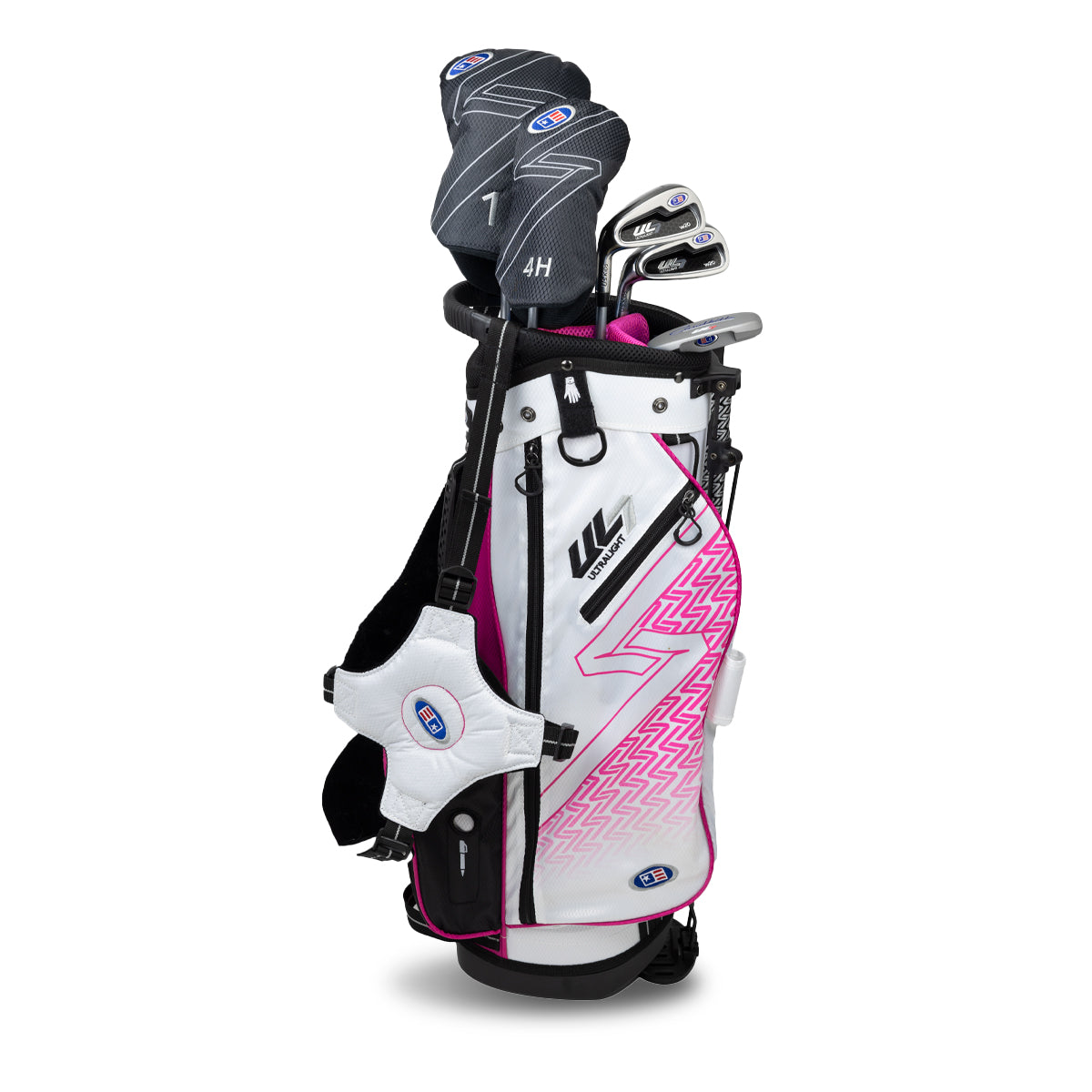 UL7 48 5 Club Stand Set, All Graphite, Black/Teal Bag Left / White/Pink