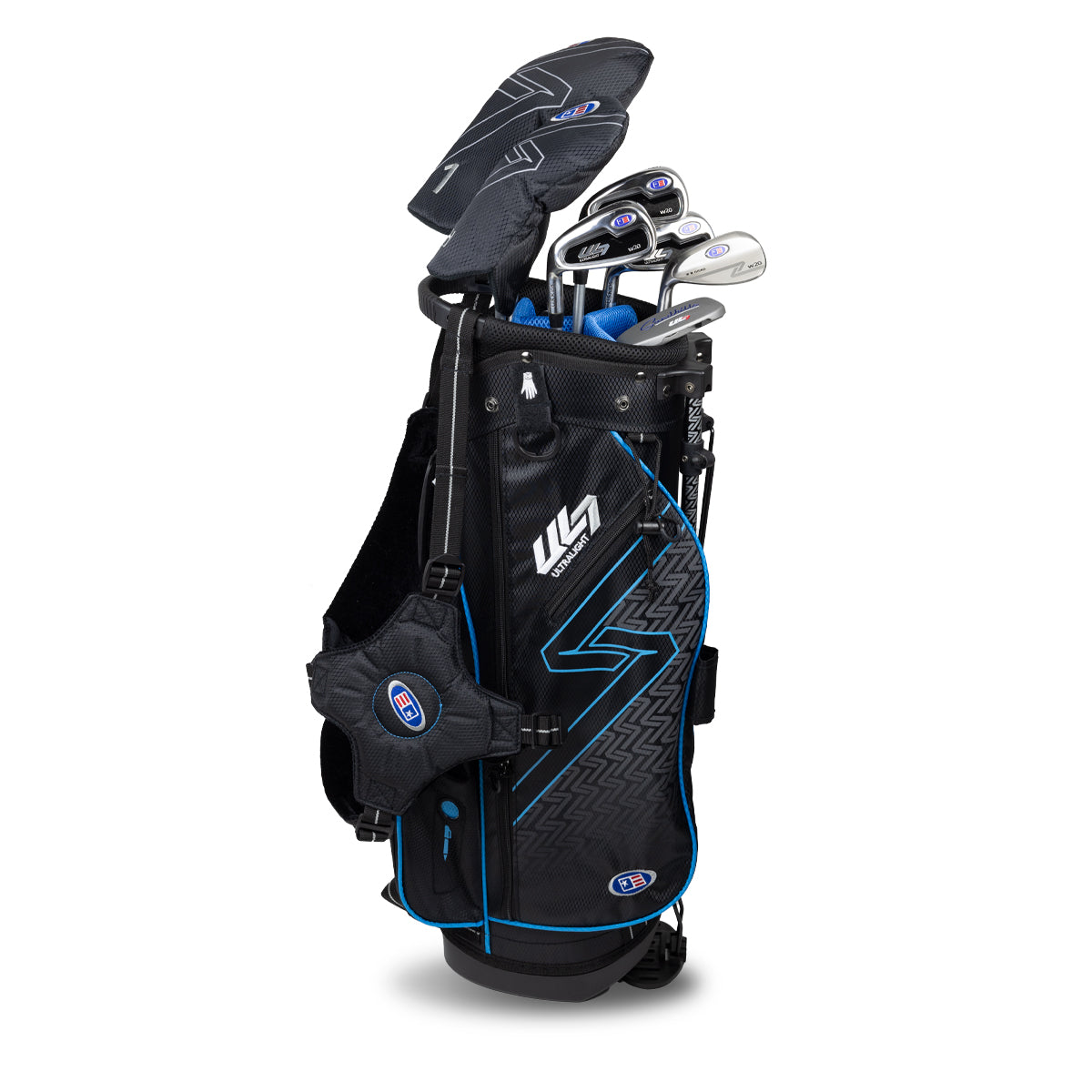UL7 48 7 Club Stand Set, All Graphite, Black/Teal Bag Left / Black/Teal