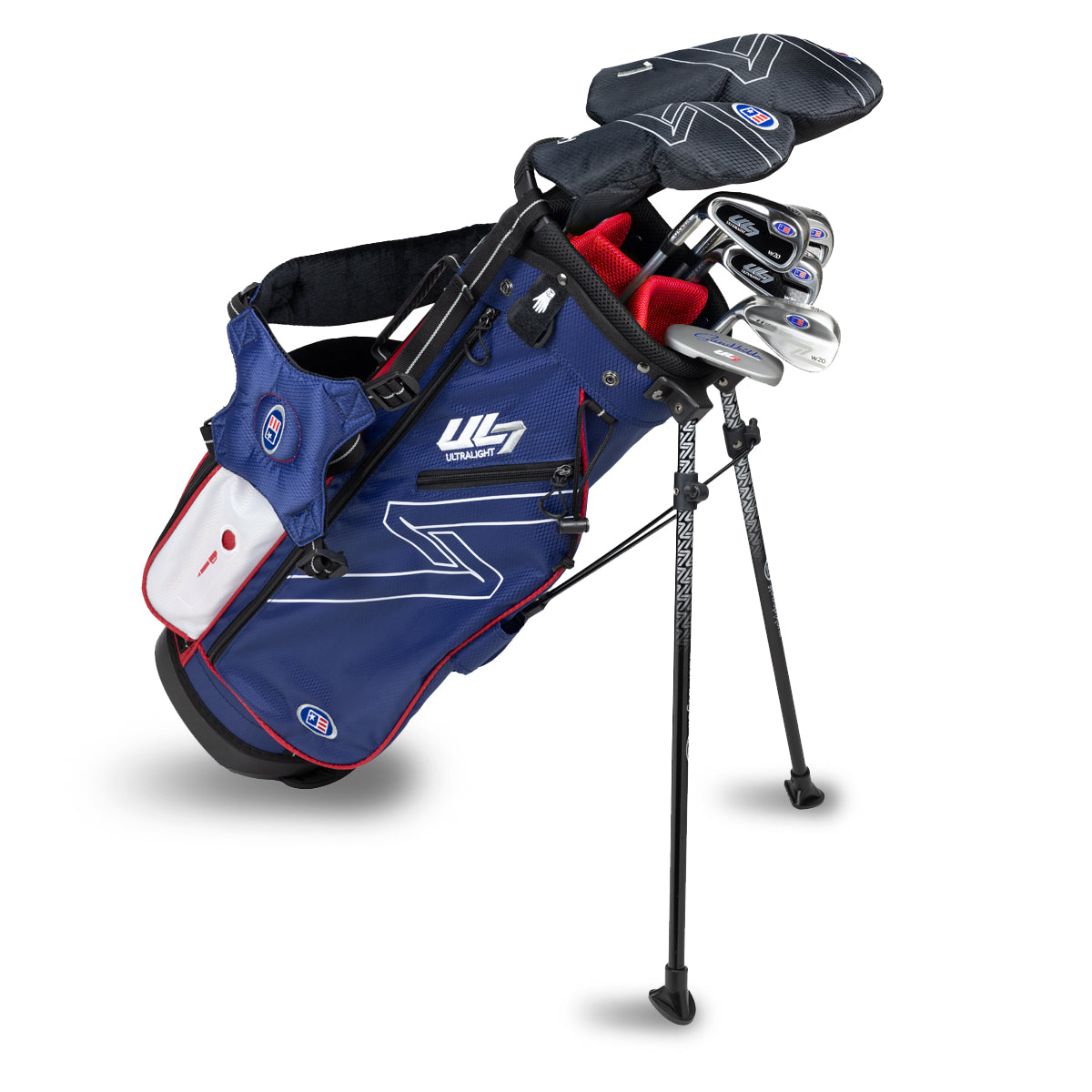 UL7 48 7 Club Stand Set, All Graphite, Black/Teal Bag Left / Navy/Red