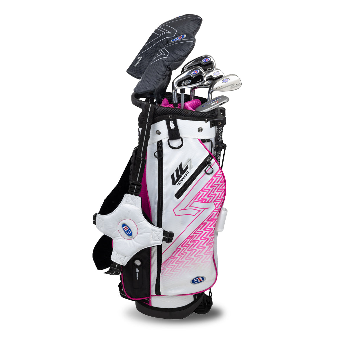 UL7 48 7 Club Stand Set, All Graphite, Black/Teal Bag Left / White/Pink