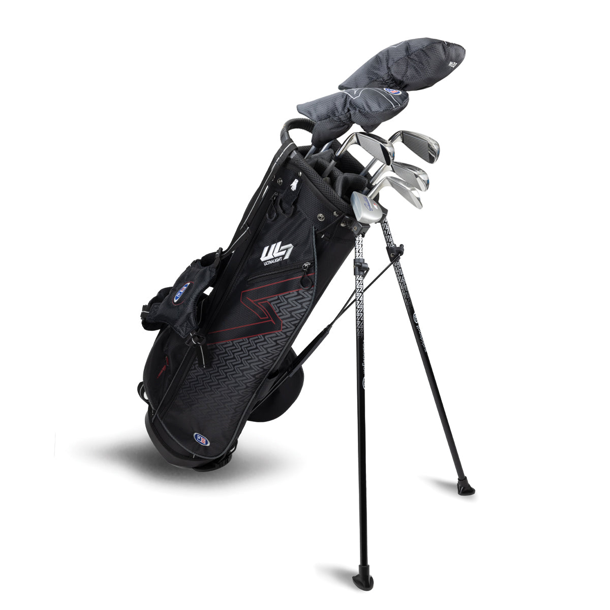 UL7 60 7 Club Stand Set, All Graphite, Black/Maroon Bag Right / Black/Maroon