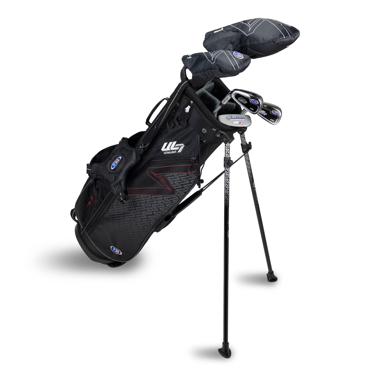 UL7 60 5 Club Stand Set, All Graphite, Black/Maroon Bag Left / Black/Maroon