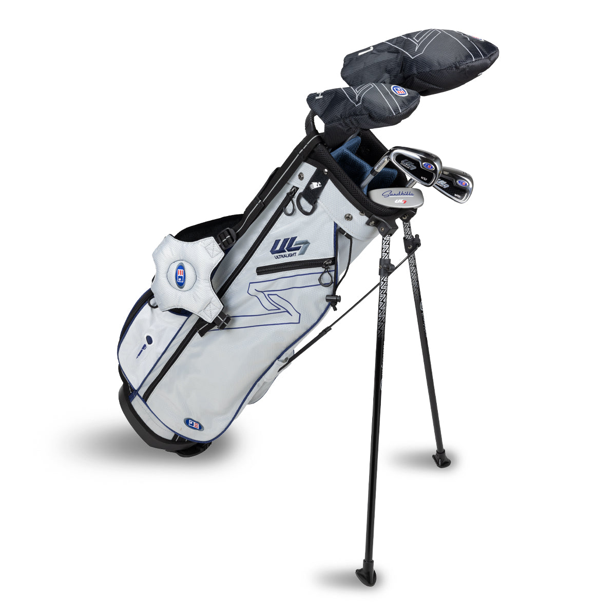 UL7 60 5 Club Stand Set, All Graphite, Black/Maroon Bag Left / Silver/Navy