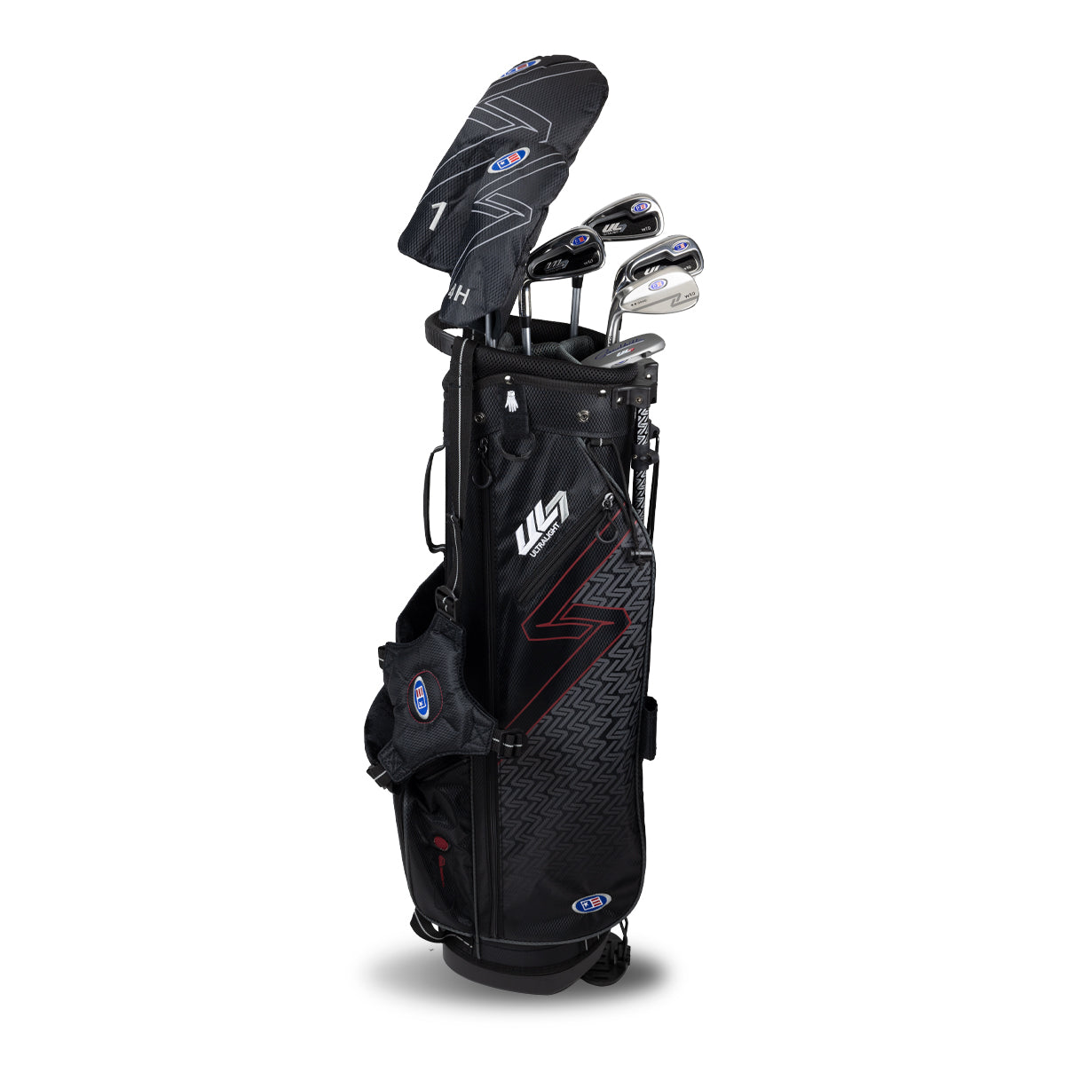 UL7 60 7 Club Stand Set, All Graphite, Black/Maroon Bag Left / Black/Maroon