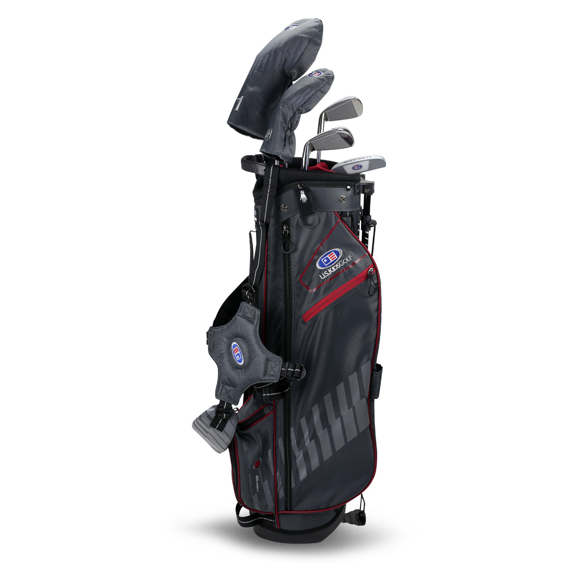 UL60-s 5 Club Stand Set, All Graphite, Grey/Maroon Bag Right / Grey/Maroon