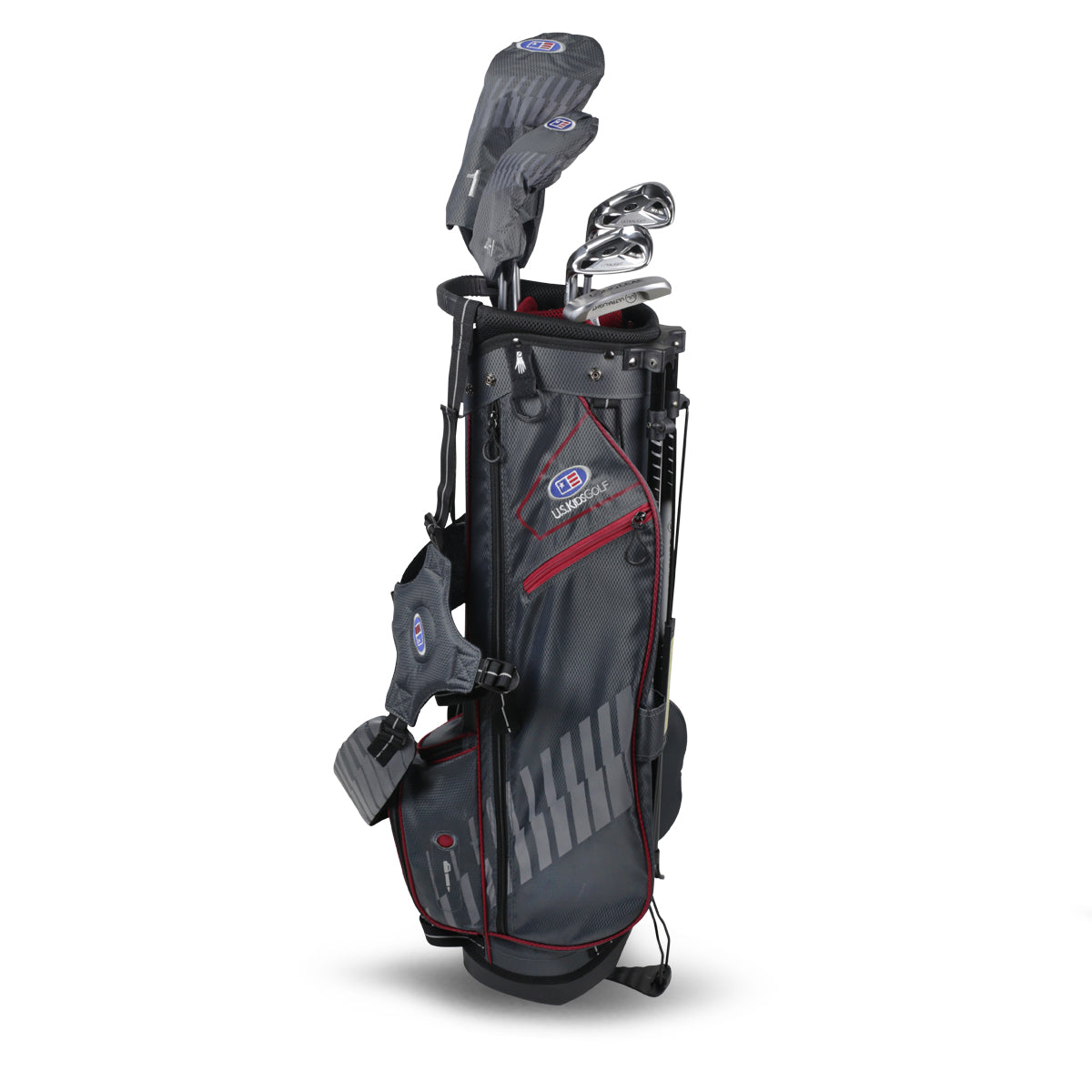 UL60-s 5 Club Stand Set, All Graphite, Grey/Maroon Bag Left / Grey/Maroon