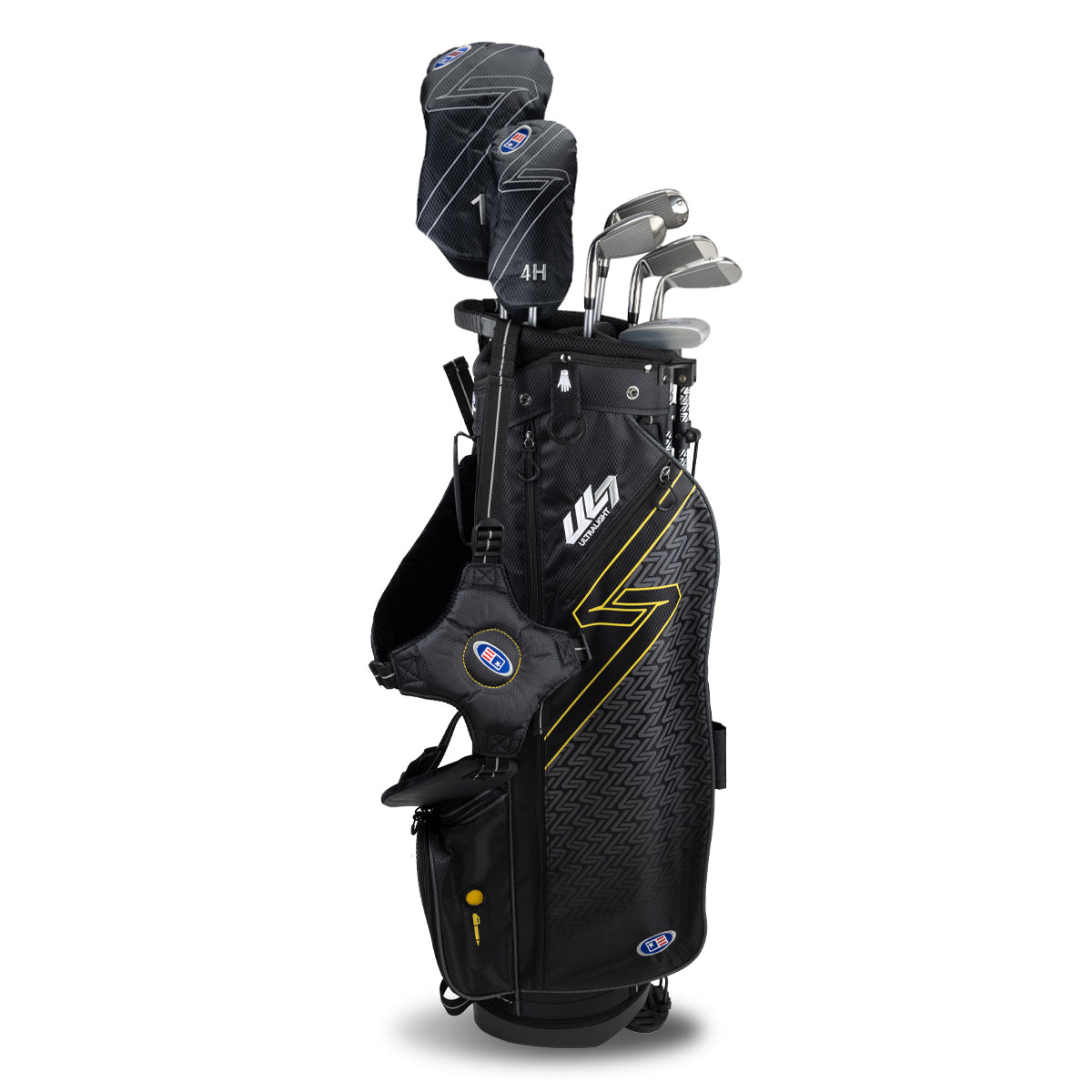 UL7 63 7 Club Stand Set, All Graphite, Black/Gold Bag Right / Black/Gold