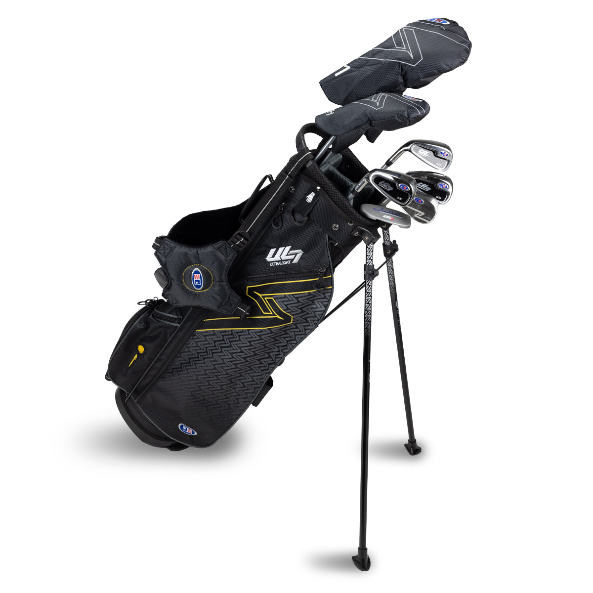 UL7 63 7 Club Stand Set, All Graphite, Black/Gold Bag Left / Black/Gold