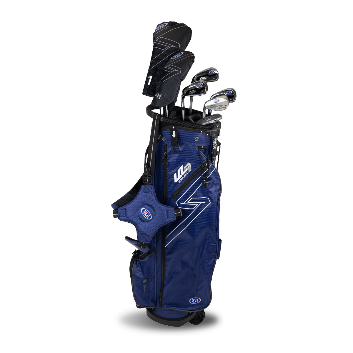 UL7 63 7 Club Stand Set, All Graphite, Black/Gold Bag Left / Navy/Navy