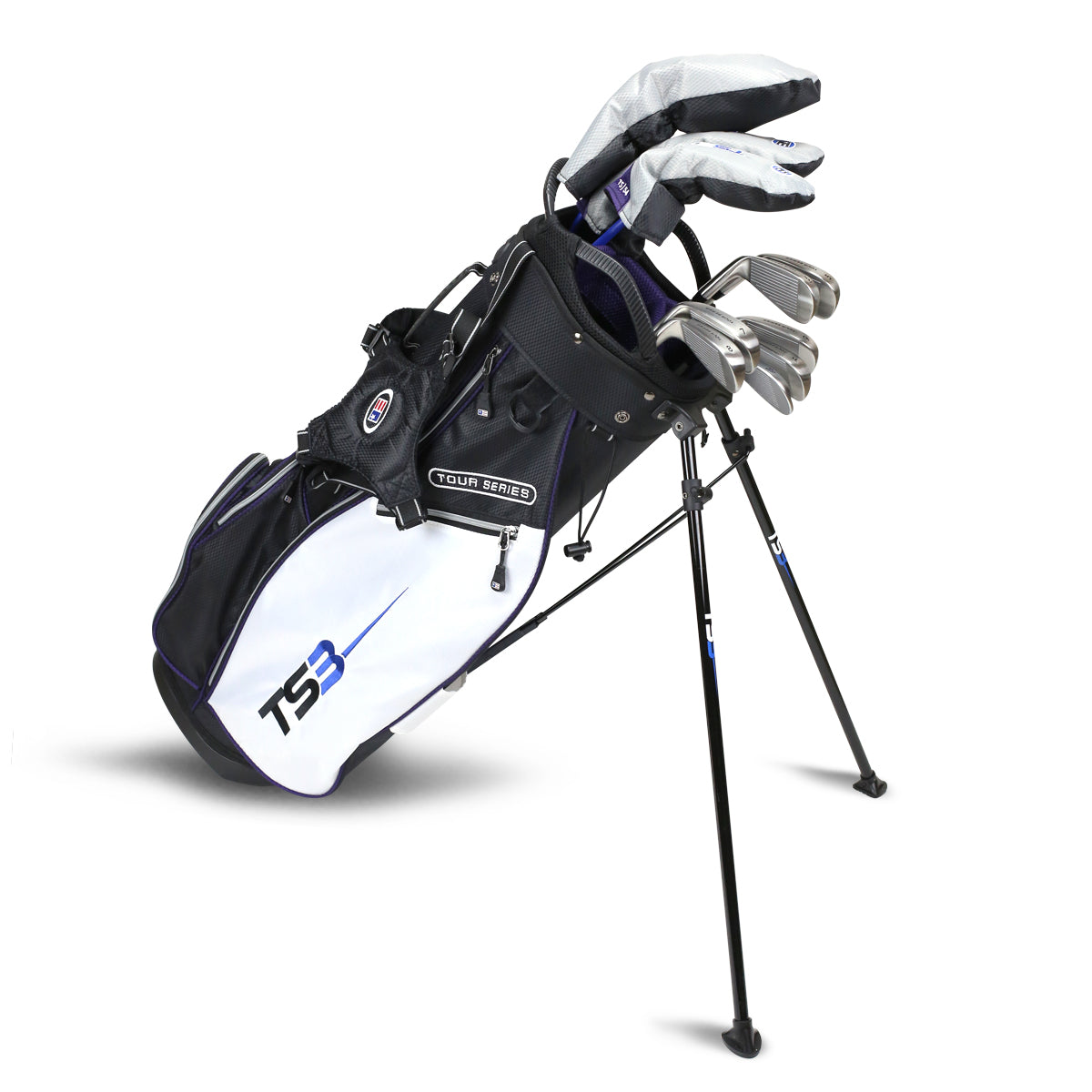 TS3-54 10 Club Stand Set, v10 All Graphite, Bla/Whi/Pur Bag Right / Black/White/Purple