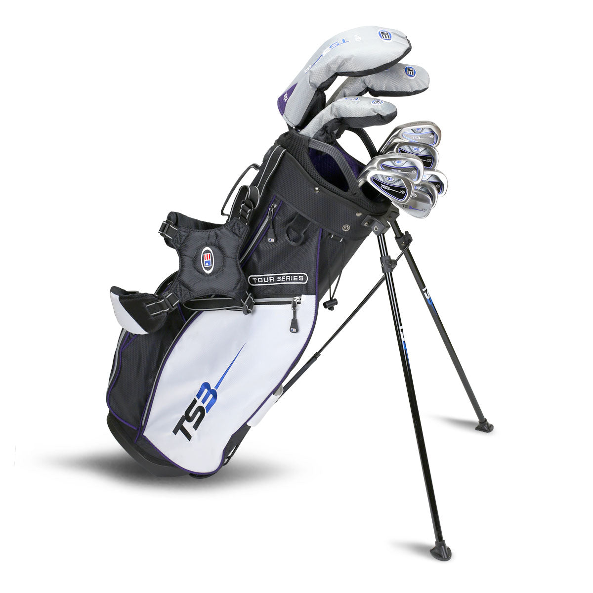TS3-54 10 Club Stand Set, v10 All Graphite, Bla/Whi/Pur Bag Left / Black/White/Purple