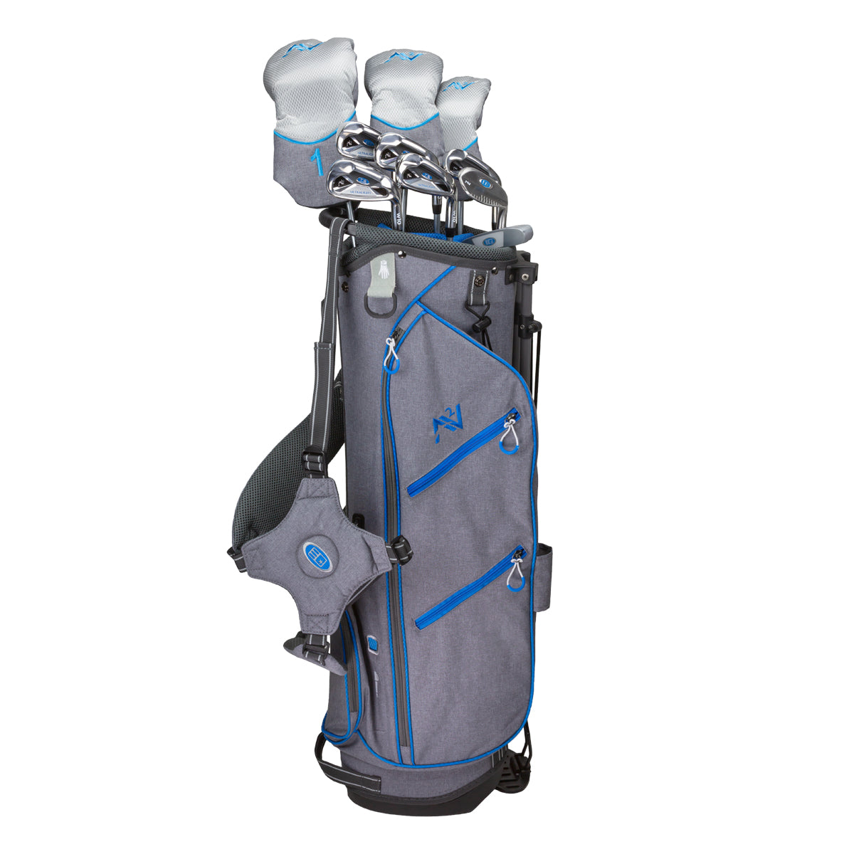 ULW-60 AV2 10 Club Stand Bag Set, All Graphite Grey/Blue