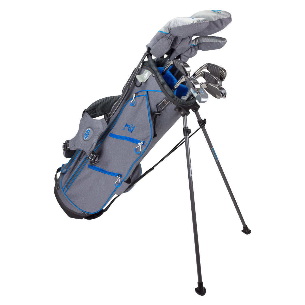 ULW-60 AV2 10 Club Stand Bag Set, All Graphite Grey/Blue