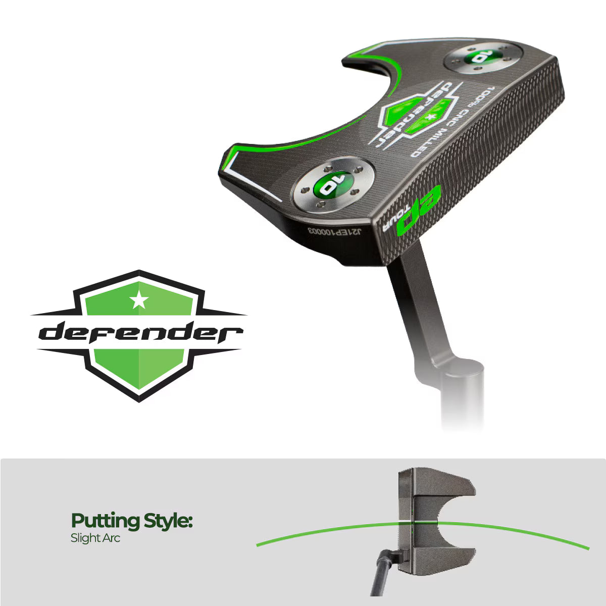 epTOUR Defender Putter, Plumbers Neck